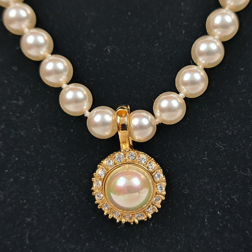 Vintage Roman Faux Pearls & Faux Pearl/Crystal Pendant Enhancer